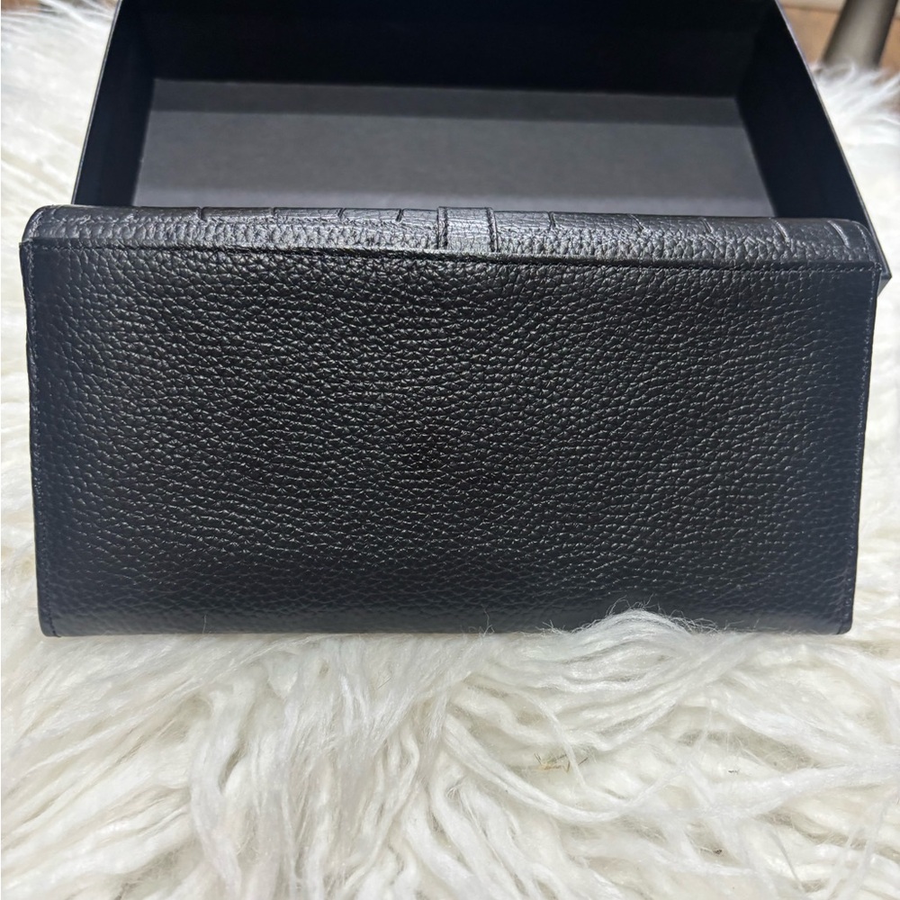 Saint Laurent Black Croc-Embossed long wallet with Gold Logo - Picture 3 of 4